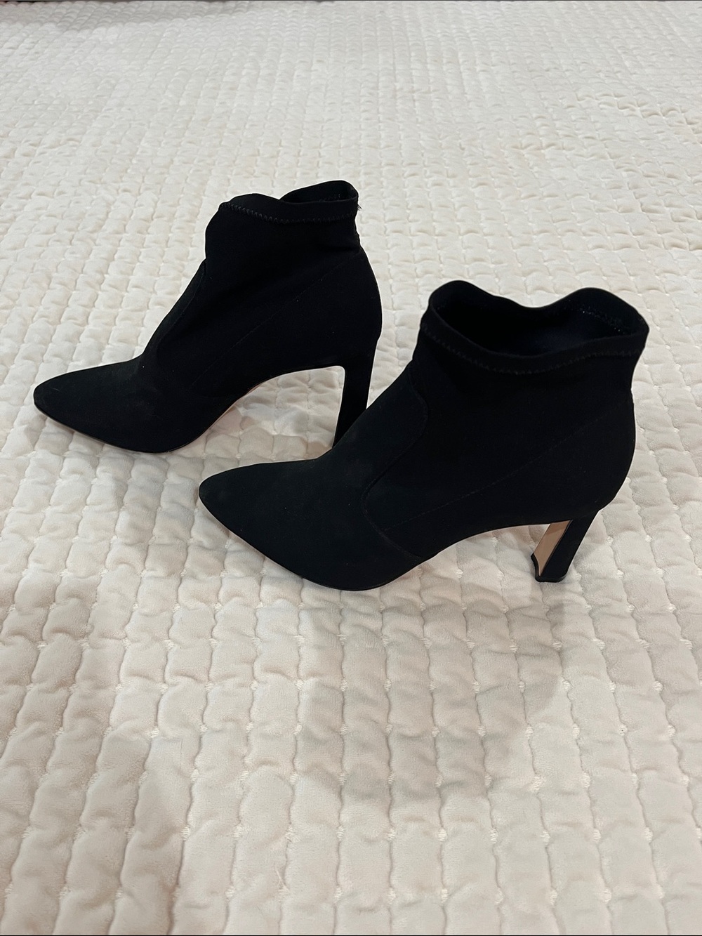 ANTONIO MELANI Black Suede Pointed Ankle Booties